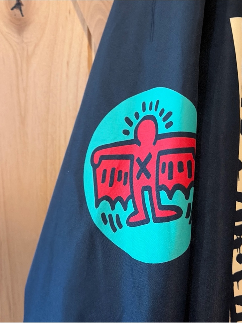 Members Only Unisex Black Keith Haring Graphic Bomber Jacket Medium - Picture 8 of 10